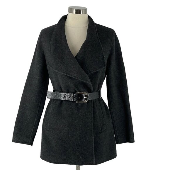 The Reset R Label Grey Wool Yak Flannel Blanket Jacket Coat S (Missing Belt) - Picture 1 of 9